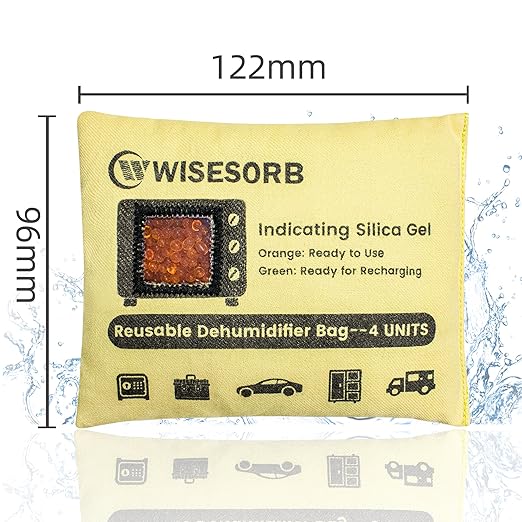 120g×3 Packs Rechargeable Silica Gel Desiccant Packs with Clean Window, Color Indicating (Orange to Green) Reusable Moisture Absorbers for Storage, Closet, 3D Filaments, Electronics, Camera