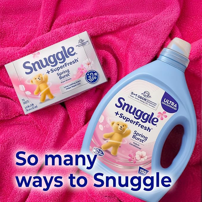 Snuggle Liquid Fabric Softener, SuperFresh Spring Burst, Eliminates Tough Odors, 2X Concentrated, 150 Loads (size may vary)