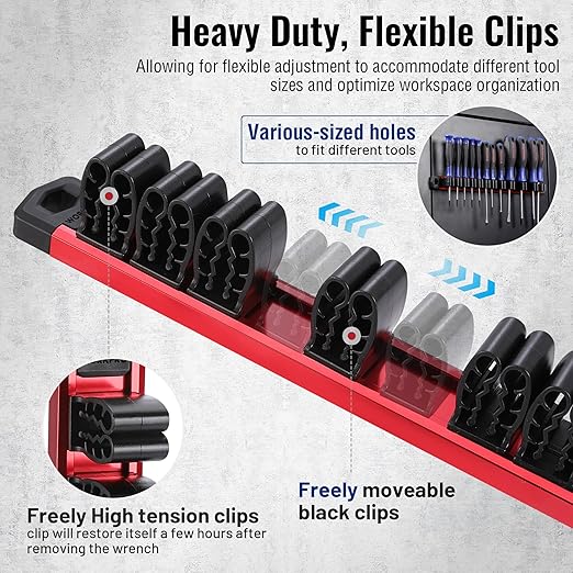 WORKPRO Magnetic Screwdriver Organizer and Wrench Organizer, Aluminum Rail Magnetic Tool Organizer, Tool Holder, Toolbox Organization, 12-Slot Screwdriver and Wrench Holder (Tools not Included)
