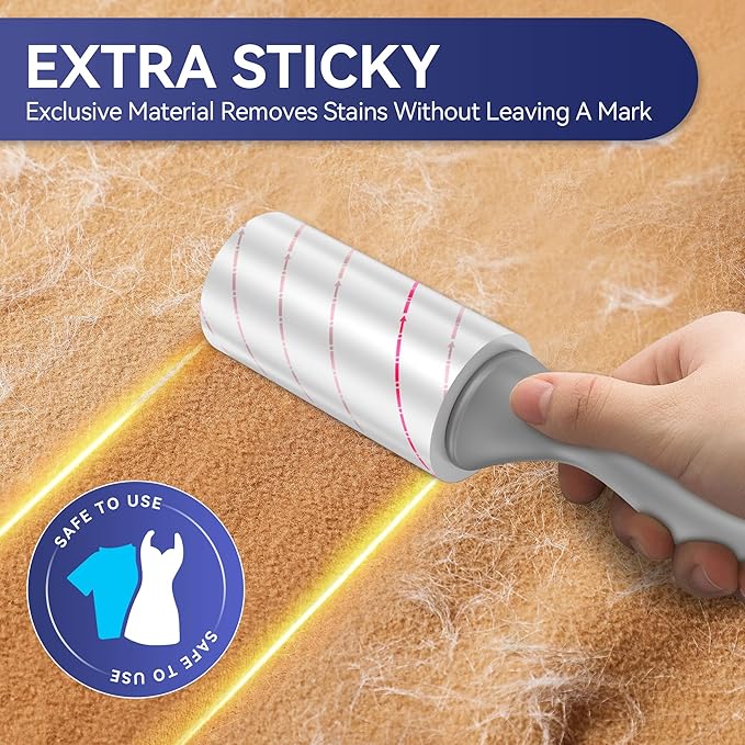 Lint Rollers for Pet Hair Extra Sticky,440 Sheets Mega Value Set with Reinforced 2 Handles and Tough Paper, Lint Roller for Clothes, Sofa Bed, Car Seat, and More