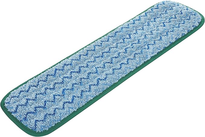 Rubbermaid Commercial Products Mop Head for Microfiber Damp Mop, 18-Inch, Green, Heavy-Duty Single Sided Cleaning Cloth for Hardwood/Tile/Laminated Floors in Kitchen/Lobby/Office (Pack of 3)