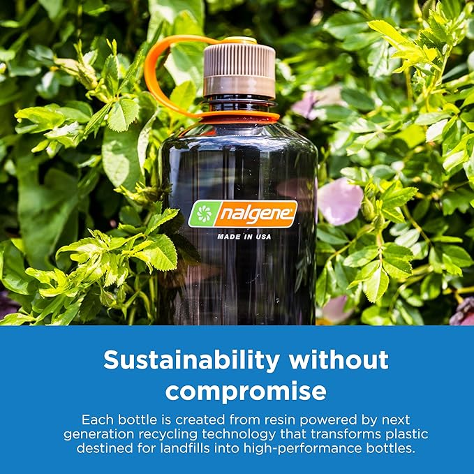 Nalgene Sustain Tritan BPA-Free Water Bottle Made with Material Derived from 50% Plastic Waste (using ISCC certified mass balance), 16 OZ, Narrow Mouth, Gray