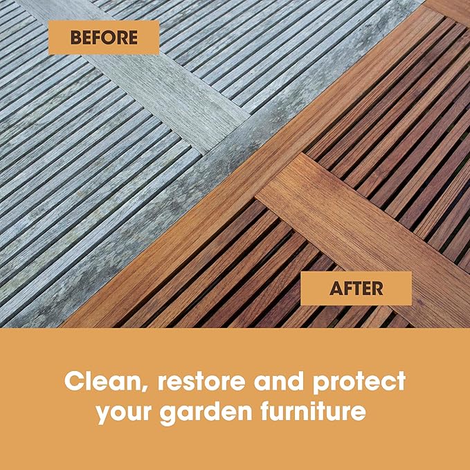 Furniture Clinic Garden Furniture Restoration Kit | For Outdoor Wood Patio Furniture Such as Teak & Other Wood Types | Clean, Remove, Brighten, Nourish, and Protect Treated and Untreated Surfaces