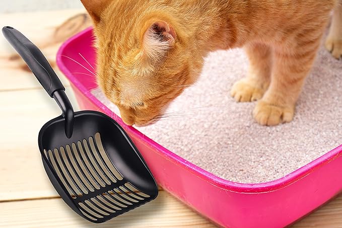 Pets First Cat Litter Scooper - Ergonomic & Easy Grip Design Deep Cleaning with A Non-Stick & No Residue Build-Up – Solid Aluminum, Waterproof - Bonus Hook - 1.75 x 13.25 x 5