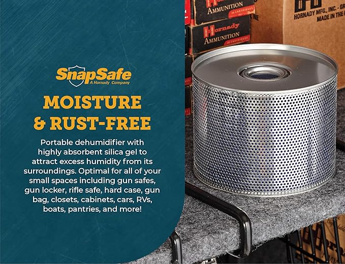 SnapSafe Reusable Canister Dehumidifier, 75902 - Portable, Easy to Use Moisture Absorbers for Gun Safes & Cabinets - Prevent Moisture Damage for Gun Safe Accessories, Firearms in Your Gun Vault