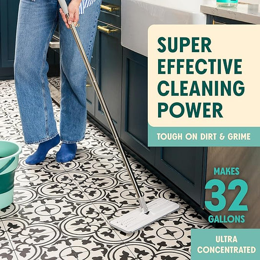 Aunt Fannie's Ultra Concentrated Floor Cleaner Vinegar Wash, Multi-Surface Solution For Mopping, Value Size, Bright Lemon Scent, 64 oz