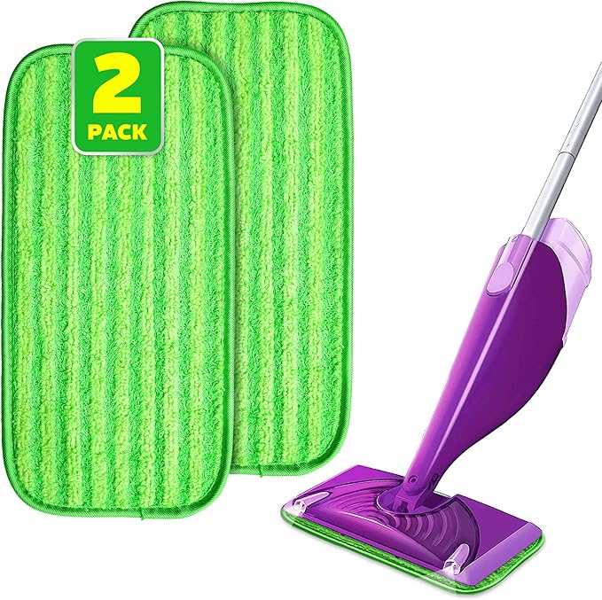 2 Pack Reusable Mop Pads, Compatible with Wet Jet, Wet Pads Refill for WetJet, Microfiber Cloths for Hardwood Floors Cleaning, Machine Washable Mop Pads, Wet Dry Use