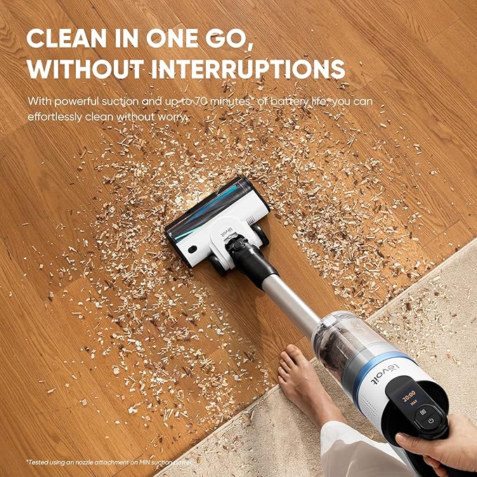 LEVOIT AERO Cordless Vacuum with Auto-Empty Station, HyperPulse Technology, Anti-Tangle Brush, 5-Stage Filtration, HEPA Filter, Up to 70 Mins, Powerful Suction for Pet Hair, Carpet, Hard Floor, White