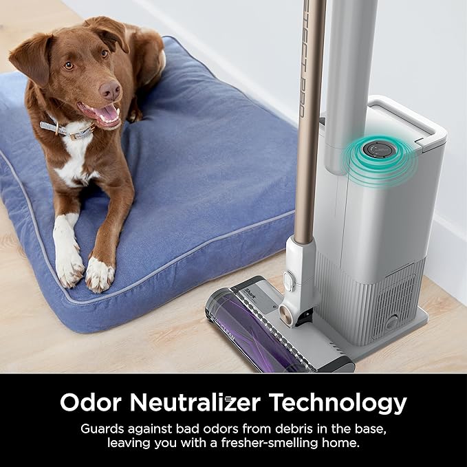 Shark IW3511 Detect Pro Auto-Empty System, Cordless Vacuum with HEPA, QuadClean Multi-Surface Brushroll, 60-Minute Runtime, Includes 8" Crevice Tool & Pet Multi-Tool, White/Beats Brass (Renewed)