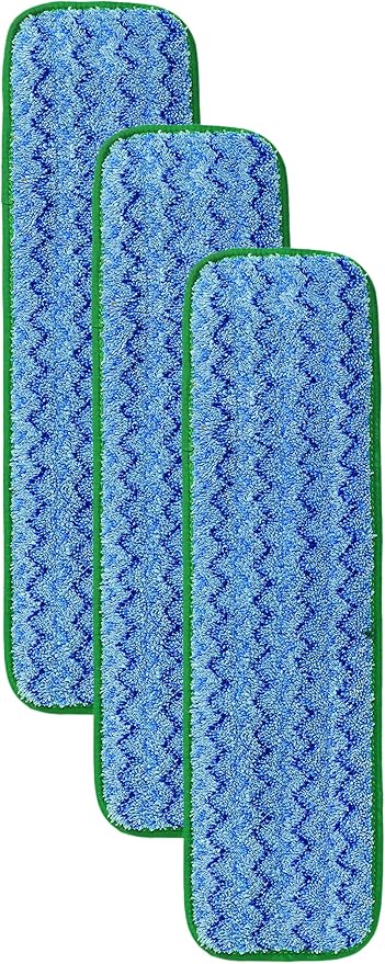 Rubbermaid Commercial Products Mop Head for Microfiber Damp Mop, 18-Inch, Green, Heavy-Duty Single Sided Cleaning Cloth for Hardwood/Tile/Laminated Floors in Kitchen/Lobby/Office (Pack of 3)