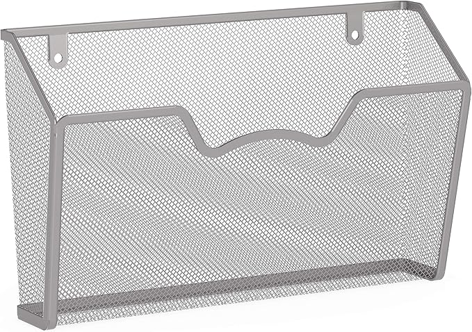 Simple Houseware Wall Mount Single Pocket File Organizer Holder, 3 Packs, Silver