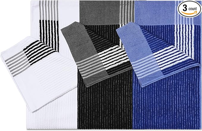 Buryeah Golf Towel 22 x 44 Inch Cotton Golf Caddy Towel Camping Large for Caddies Golfers Tour Players Club with Stripe