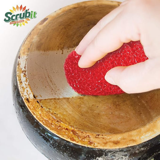 SCRUBIT 18 Round Nylon Dish Scrubber Scouring Pads - Assorted Colors Scourer Pads - Tough and Durable - Non-Scratch for Non-Stick Cookware