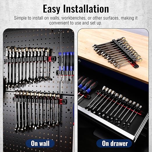 WORKPRO Magnetic Screwdriver Organizer and Wrench Organizer, Aluminum Rail Magnetic Tool Organizer, Tool Holder, Toolbox Organization, 36-Slot Screwdriver and Wrench Holder (Tools not Included)