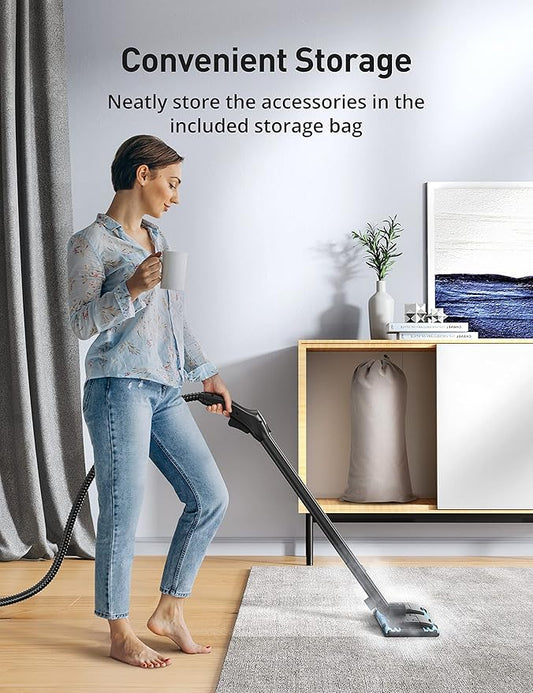 Carpet Steam Cleaner for Home, 293°F 58 PSI Powerful Multipurpose Handheld Steam Mop, 21 Attachments, 50Oz Capacity, Heavy Duty Steamer for Carpets, Floors, Cars, Tiles, Crack Cleaning, Turquoise