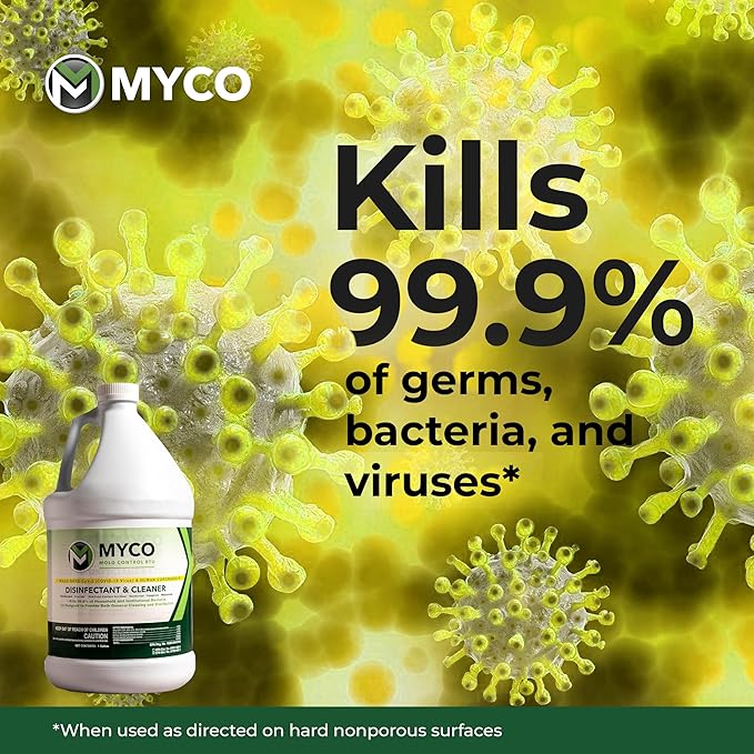 Myco Mold Control RTU – Ready-to-Use EPA-Registered Hospital Grade Disinfectant & Cleaner, Quat Formula for Mold Remediation & Bacteria Control, Commercial & Residential Use, 4 Gallon