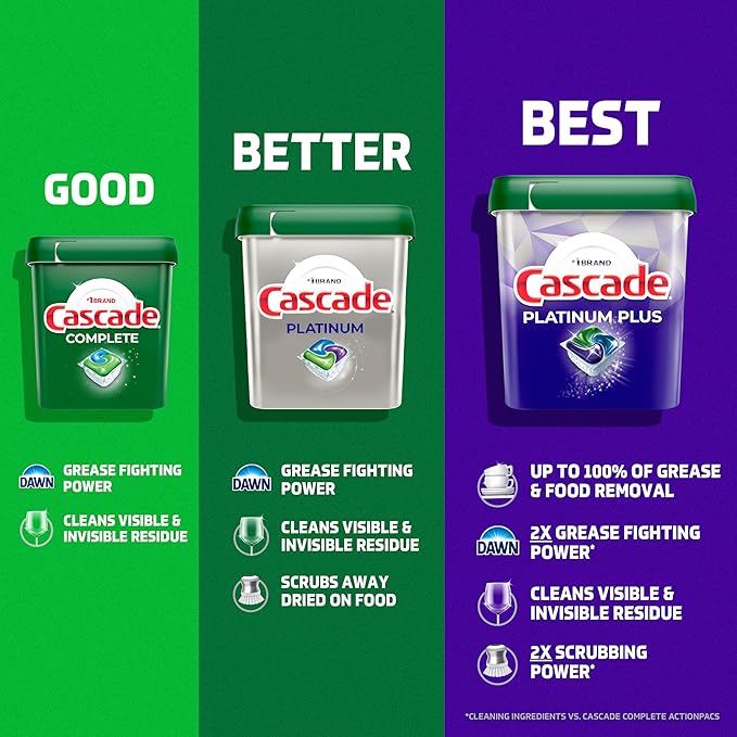 Cascade Platinum + Oxi Dishwasher Pods, Dishwasher Detergent, Dish Detergent Soap, Fresh, 59 Count
