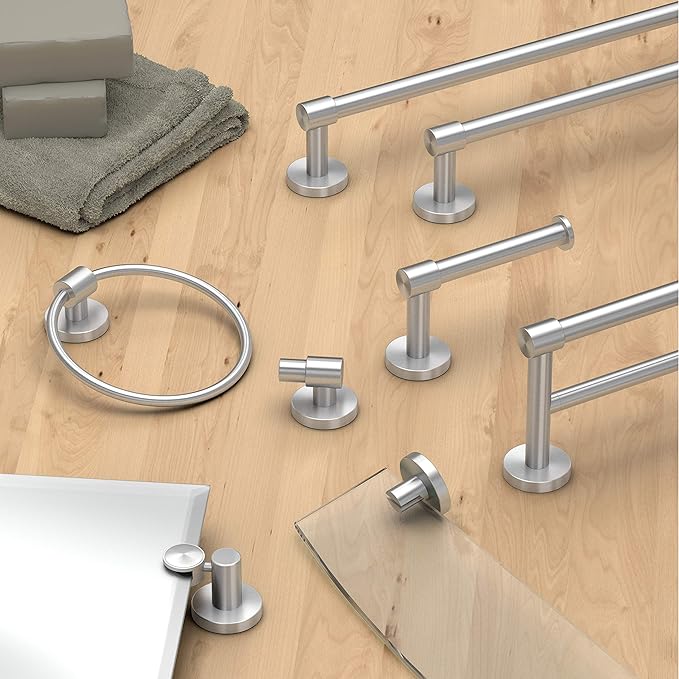 Gatco 4670 Reveal 24" Towel Bar, Satin Nickel | Wall Mounted Towel Holder for Bathroom, Total Length 26.13"