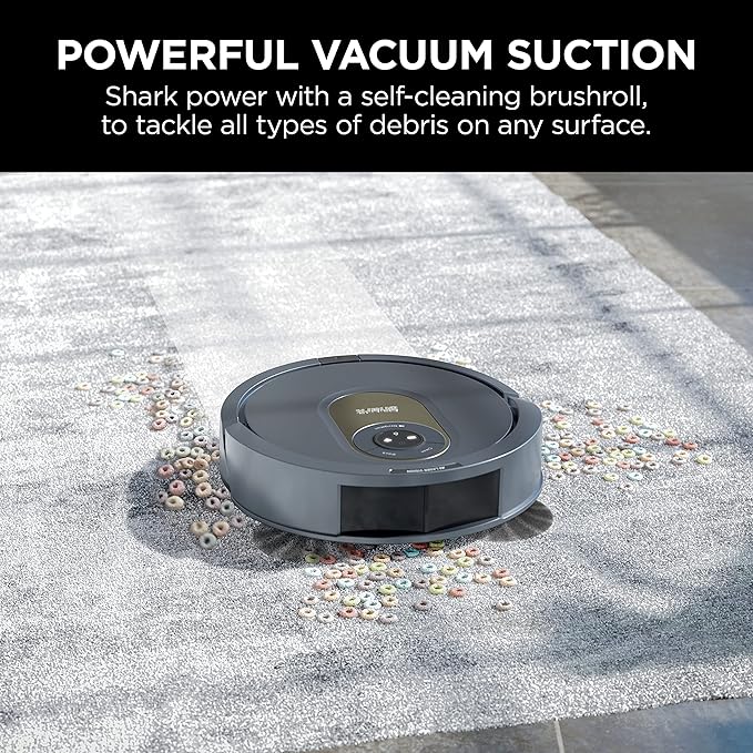 Shark AV2001 AI Robot Vacuum with Self-Cleaning Brushroll, Object Detection, Advanced Navigation, Home Mapping, Perfect for Pet Hair, Compatible with Alexa, Gray