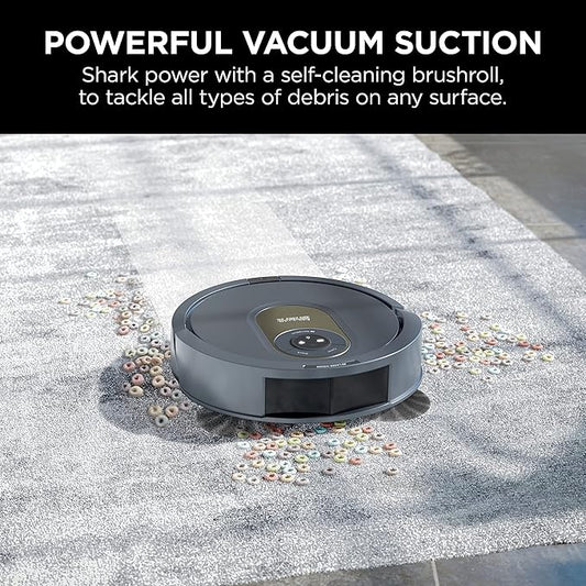 Shark AV2001 AI Robot Vacuum with Self-Cleaning Brushroll, Object Detection, Advanced Navigation, Home Mapping, Perfect for Pet Hair, Compatible with Alexa, Gray