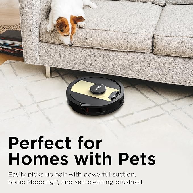 Shark RV2410WD IQ 2-in-1 Robot Vacuum and Mop with Row-by-Row Cleaning, Perfect for Pet Hair, Compatible with Alexa, Black/Bronze, Black/Gold, No Self-Empty Base