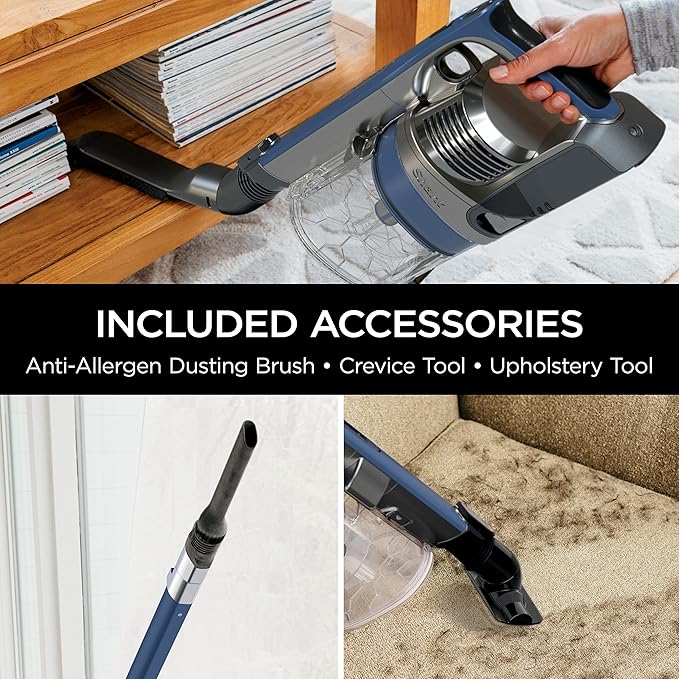 Shark Cordless Pet Plus Vacuum with HEPA Filter, Powerful Suction, Lightweight, 40min Runtime, Anti-Allergen Complete Seal, PowerFins, Self-Cleaning Brushroll, for Carpets & Hardfloors, Blue, IZ361H