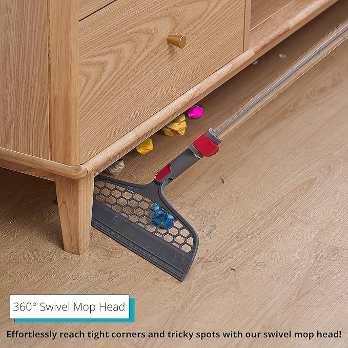 Square Spin Mop & Bucket Smart Floor Mop, Separate Compartments for Clean and Dirty Water, Self Cleaning w/Sweeper Attachment 2025 Upgraded Version w/Side Brush & Self-Standing 360° Rotating Handle