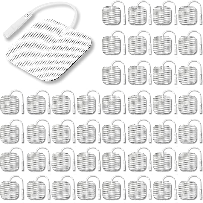 Syrtenty TENS Unit Pads 2"X2" 44 Pcs, 3rd Gen Reusable Latex-Free Replacement Pads Electrode Pads with Upgraded Sticky Electrode Pads Gel and Non-Irritating Design for Muscle Stimulator Electrotherapy