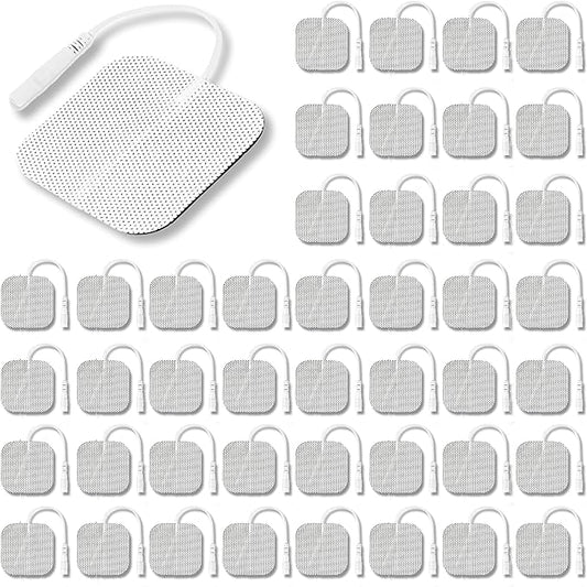Syrtenty TENS Unit Pads 2"X2" 44 Pcs, 3rd Gen Reusable Latex-Free Replacement Pads Electrode Pads with Upgraded Sticky Electrode Pads Gel and Non-Irritating Design for Muscle Stimulator Electrotherapy