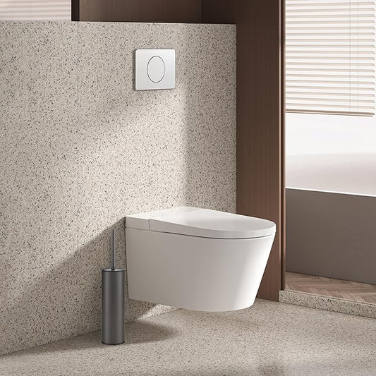 BGL Gunmetal Grey Toilet Brush and Holder,Stainless Steel Toilet Brushes for Bathroom with Holder