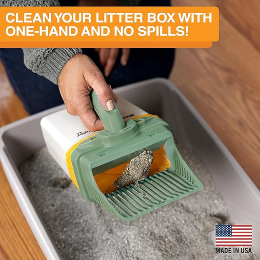 Neater Pet Brands Neater Scooper XL Cat Litter Scoop, 60 Refill Bags – Extra-Large Capacity Mess-Free Cat Litter Scooper with Bag for Large & Multiple Cats, Spill-Proof Litter Box Scooper with Holder