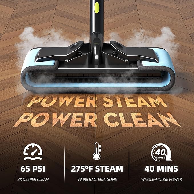 Steam Cleaner, Power Steamer for Chemical-Free Home Cleaning, 22-Piece Accessory, Multipurpose Floor Cleaner for Grout, Kitchen, Bathroom, Car, Upholstery, 16ft Cord, High Temperature
