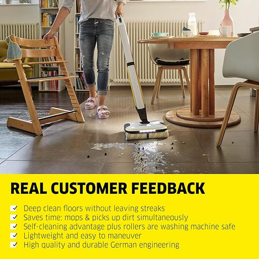 Kärcher FC 7 Cordless All-in-One Hard Floor Cleaner with 4-Roller Technology for Simultaneous Wet and Dry Debris Removal