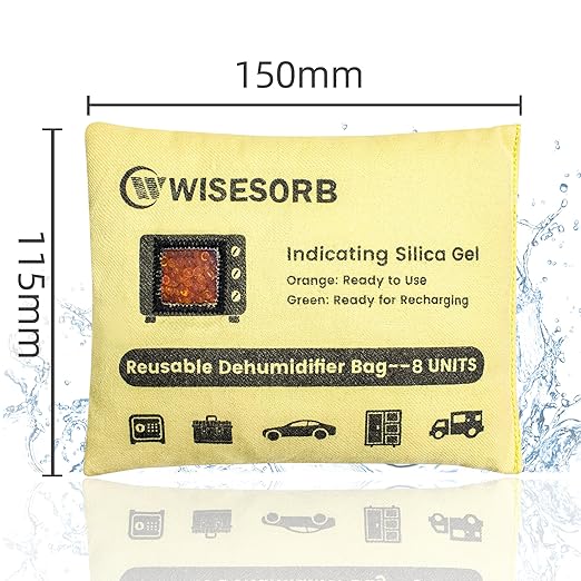 4 Pack 240G Reusable Silica Gel Desiccant Dehumidifier Bags, Color Indicating Moisture Absorbers for Car, Closet, Garage, 3D Filaments, Emoisture, Microwave Rechargeable Reusable Drying Bags