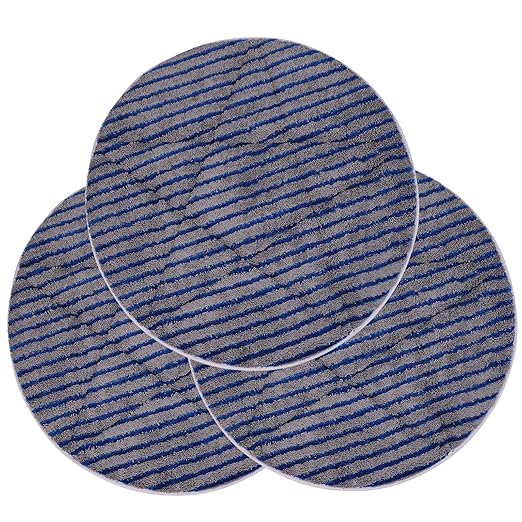 3PK 19inch Comerical Grade Microfiber Carpet Bonnet Pads with Cleaning Strips ， Durable and Absorbent Cleaning Carpet Bonnets Pads Buffing Pad Mounts to Any Traditional Pad Driver