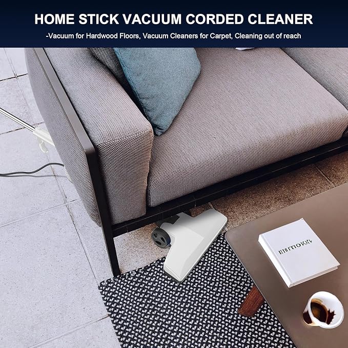 Stick Vacuum Cleaner, Corded 2-in-1 Lightweight Vacuum with Powerful Suction, Washable HEPA Filter, Handheld & Upright for Pet Hair, Carpet, Hardwood Floor & Home Cleaning – White MC607C