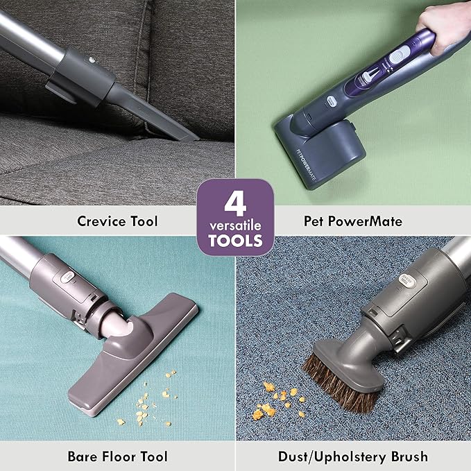Kenmore 81614 600 Series Pet Friendly Lightweight Bagged Canister Vacuum with Pet PowerMate, Pop-N-Go Brush, 2 Motors, HEPA, Aluminum Telescoping Wand, Retractable Cord, and 3 Cleaning Tools-Purple