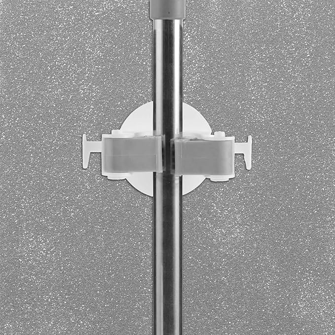 PRETYZOOM Mop and Broom Holders Wall Mounted Broom Rack Self Adhesive No Nails Required for Bathroom Kitchen