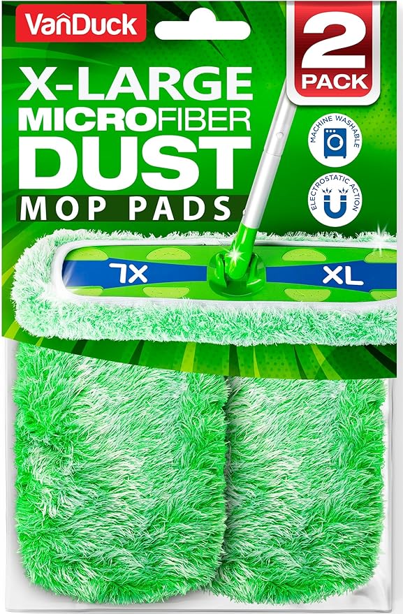 VanDuck X-Large Dust Mop Refill for Swiffer XL (2 Pack) - Microfiber Pet Heavy Duty Dry Sweeping Refills - Reusable Mop Pad