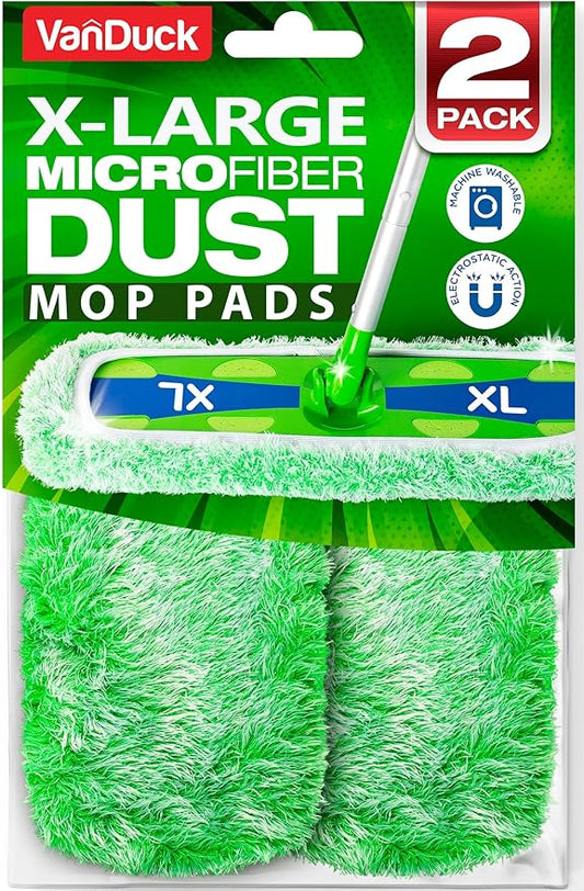 VanDuck X-Large Dust Mop Refill for Swiffer XL (2 Pack) - Microfiber Pet Heavy Duty Dry Sweeping Refills - Reusable Mop Pad