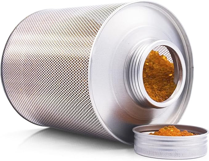 750 Grams Gun Safe Dehumidifier, 2 Pack Reusable Canister Desiccant Dehumidifier, Rechargeable 1.65 Lbs Indicating Silica Gel Orange to Green