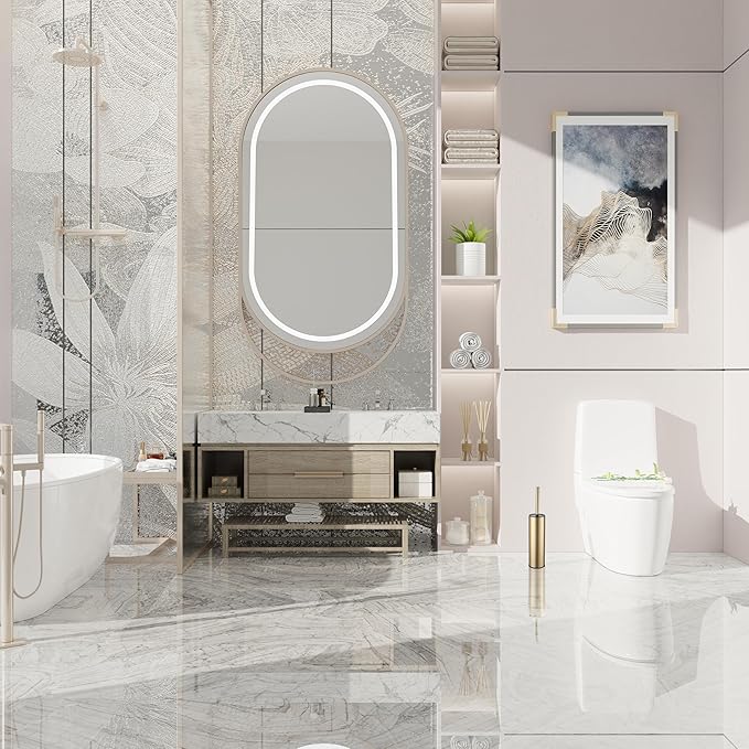 Toilet Brush and Holder Set Premium Material Toilet Bowl Cleaner Free Standing Toilet Bowl Brush and Holder Gold