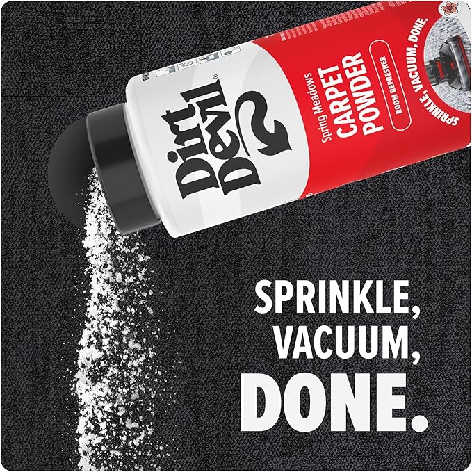 Dirt Devil Carpet Powder, 32 oz, Room Refresher and Odor Eliminator, Spring Meadows Scent, Vacuum Cleaner Safe, For Use on Carpets, Rugs, Upholstery and More, Carpet Freshener Powder for Home Use