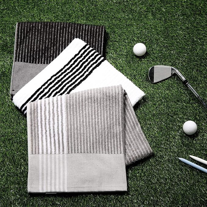 Buryeah Golf Towel 22 x 44 Inch Cotton Golf Caddy Towel Camping Large for Caddies Golfers Tour Players Club with Stripe