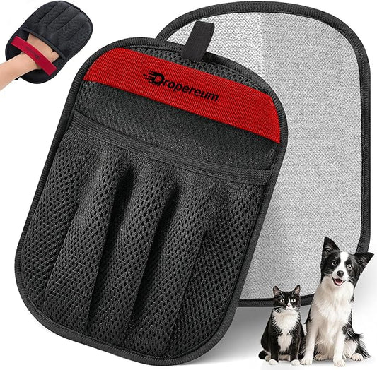 Pet Hair Removal Glove for Cats & Dogs, Upgraded Five-Finger Electrostatic Pet Hair Gloves, Reusable Magic Brush Pet Hair Remover Tool for Laundry, Car Seat, Couch, Carpet (Black 1PC)