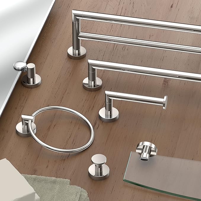 Gatco 4312 Glam Towel Ring, Polished Nickel | Wall Mounted 6.5" Towel Ring for Bathroom | Hand Towel Holder for Bathroom, Kitchen