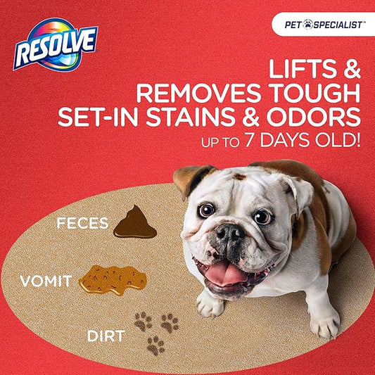 Resolve Pet Specialist Easy Clean Brushing Kit includes High Traffic Foam Carpet Cleaner, Pet Stain and Odor Remover, 22oz