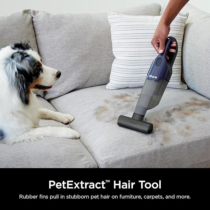 Shark CH701 Cyclone PET Handheld Vacuum with PetExtract Hair, 8" Crevice Tool, HyperVelocity Suction, Navy Blue/Grey (Renewed)