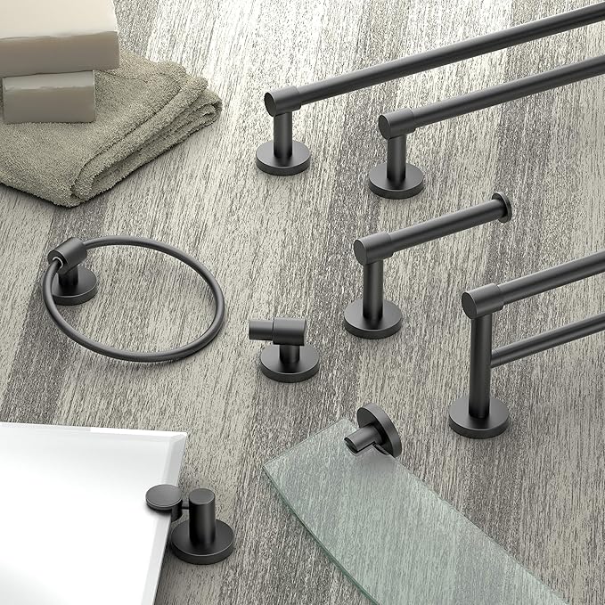 Gatco 4663MX Reveal Euro Toilet Paper Holder, Matte Black | Wall Mounted 7.13" W Euro Style Toilet Tissue Holder for Bathroom