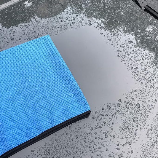 POLYTE Elite Microfiber Drying Towel (25x36, 2 Pack, Waffle, Blue)